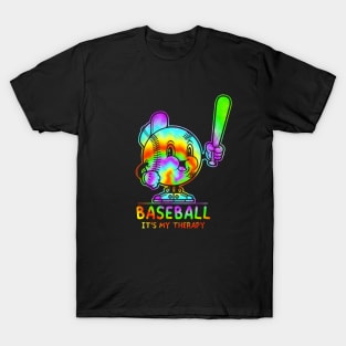 Baseball Its My Therapy Retro Funny Tie Dye Baseball Design T-Shirt